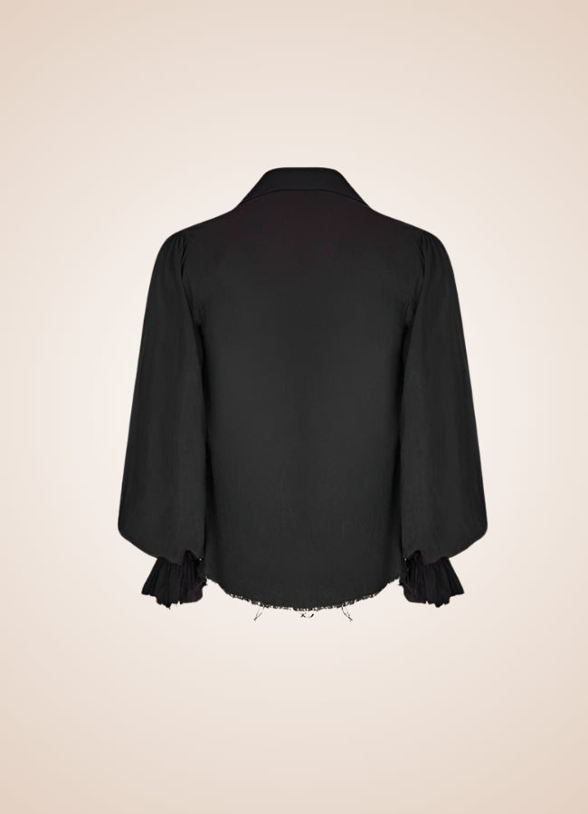 Men's Black Ruffled Renaissance Shirt - Steampunk Australia