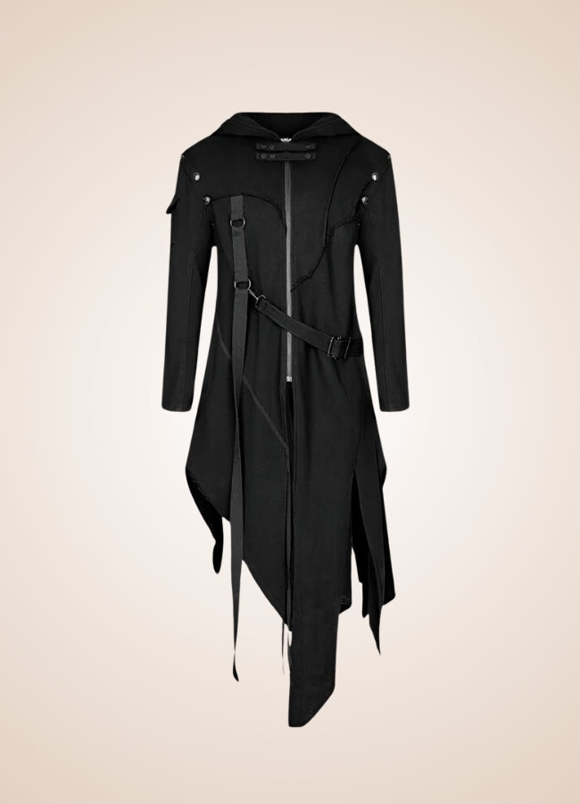 Men's Dark Punk Hooded Trench Coat - Steampunk Australia