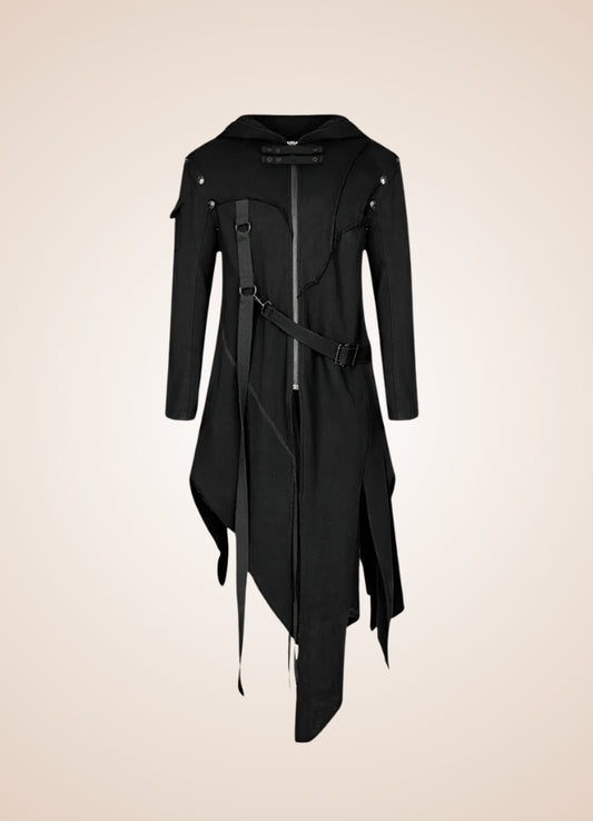 Men's Dark Punk Hooded Trench Coat - Steampunk Australia
