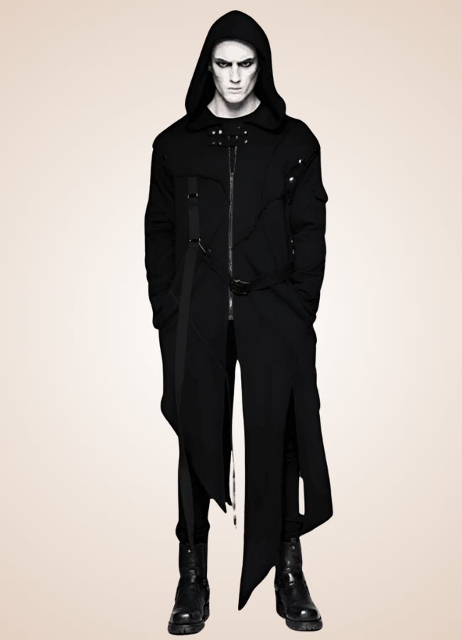 Men's Dark Punk Hooded Trench Coat - Steampunk Australia