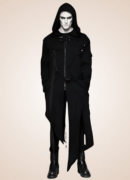 Men's Dark Punk Hooded Trench Coat - Steampunk Australia