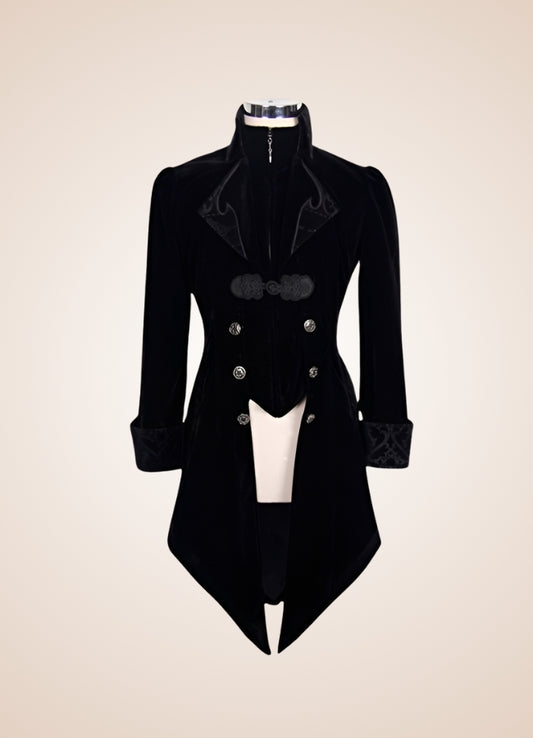 Men's Gothic Black Frock Coat - Steampunk Australia