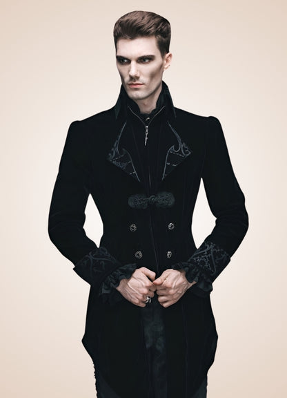 Men's Gothic Black Frock Coat - Steampunk Australia