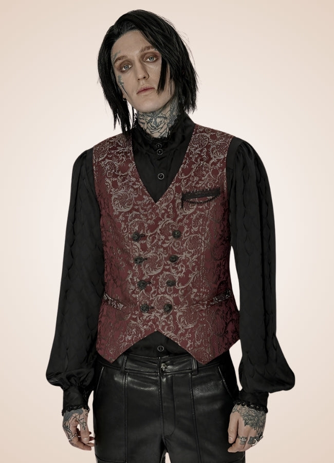 Men's Gothic Sleeveless Suit Jacket Red - Steampunk Australia