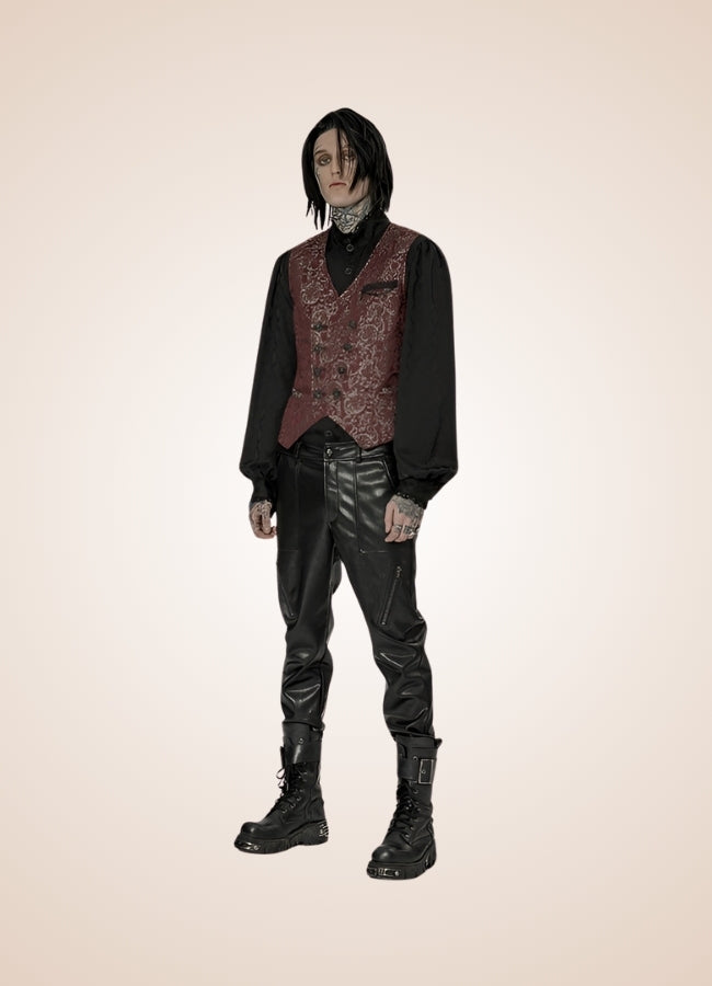 Men's Gothic Sleeveless Suit Jacket Red - Steampunk Australia