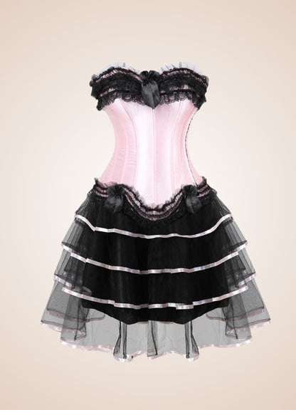 Pink Steampunk Overbust Lace Dress - Steampunk Australia