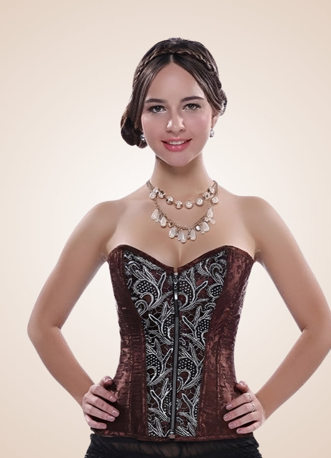 Pirate Brocade Zipper Steampunk Corset - Steampunk Australia