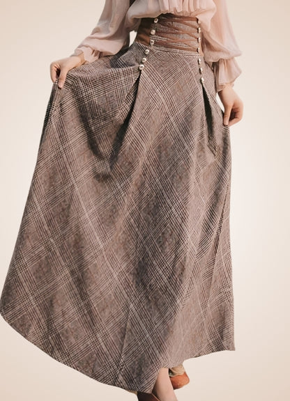 Plaid Long Steampunk Skirt - Steampunk Australia