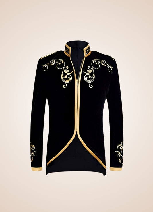 Prince Black Gold Jacket front - Steampunk Australia