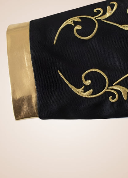 Prince Black Gold Jacket sleeve and floral patterns - Steampunk Australia