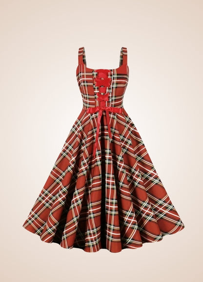 Red Plaid Steampunk Dress - Steampunk Australia