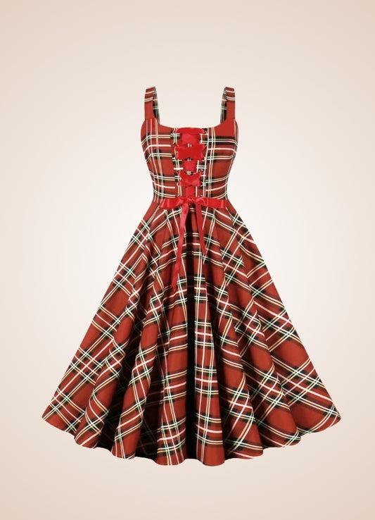 Red Plaid Steampunk Dress - Steampunk Australia