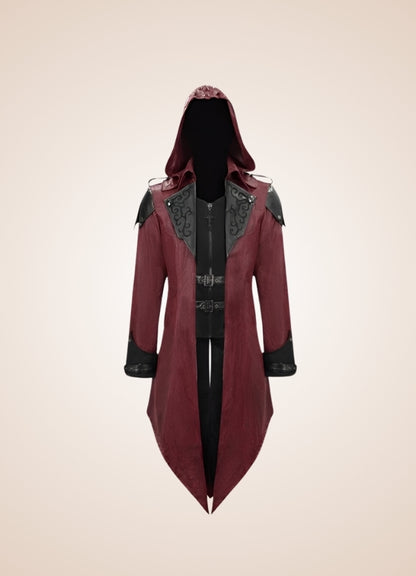 Red Punk Men's Frock Coat - Steampunk Australia