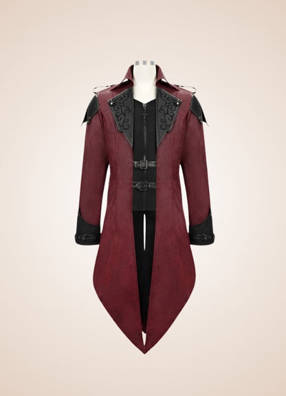 Red Punk Men's Frock Coat - Steampunk Australia