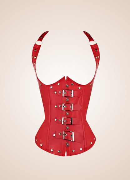 Red Steampunk Leather Corset - Steampunk Australia
