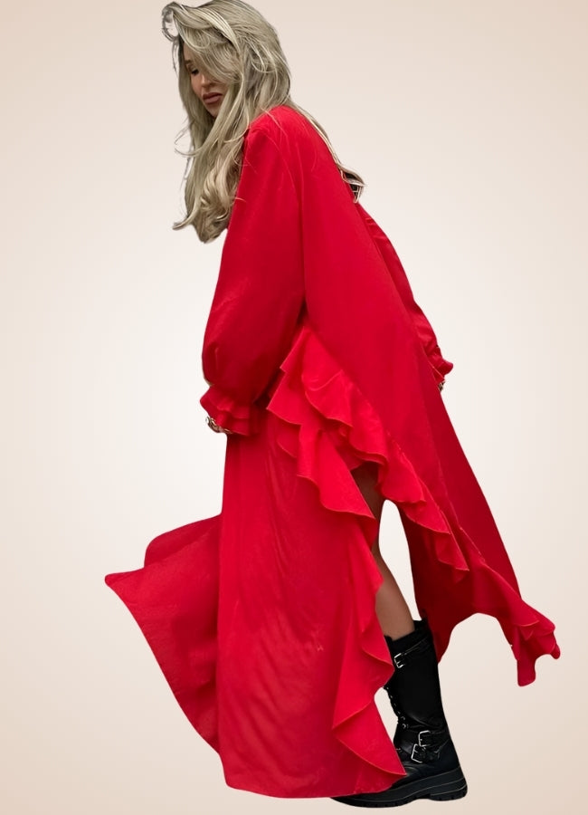 Red Steampunk Ruffle Dress - Steampunk Australia