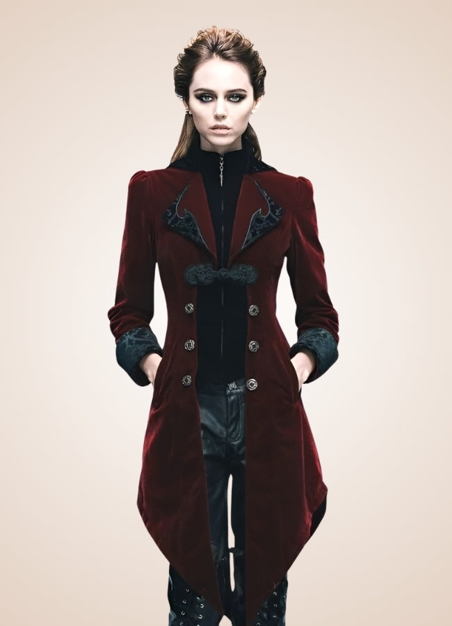 Red Steampunk Trench Coat - Steampunk Australia