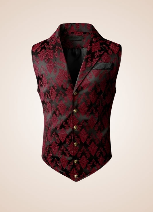 Red Steampunk V Neck Vest - Steampunk Australia