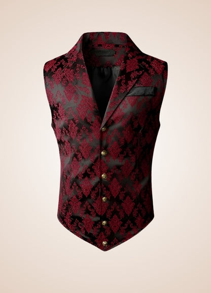 Red Steampunk V Neck Vest - Steampunk Australia