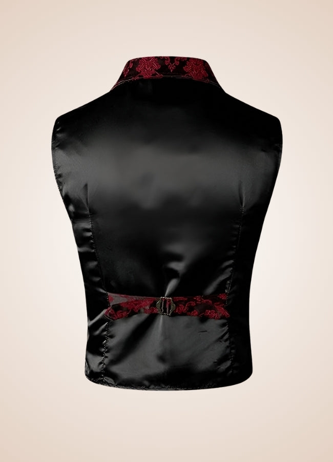 Red Steampunk V Neck Vest - Steampunk Australia