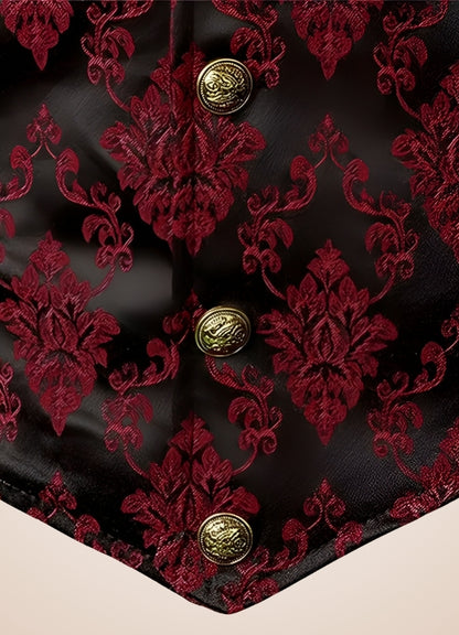 Red Steampunk V Neck Vest - Steampunk Australia