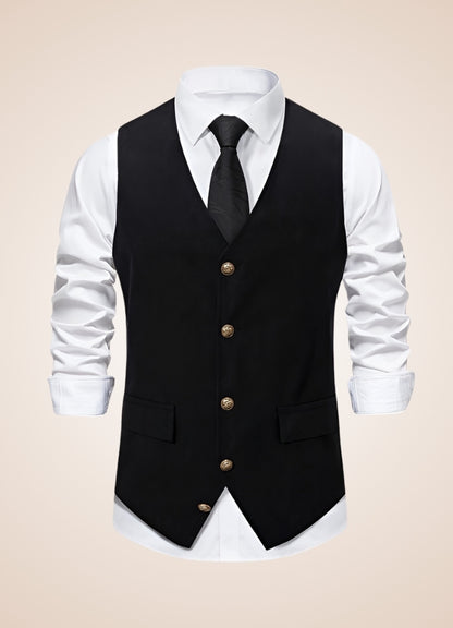 Retro Black Suit Vest - Steampunk Australia