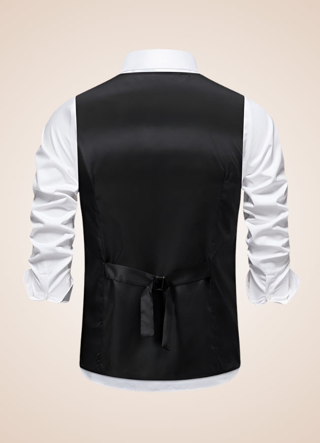 Retro Black Suit Vest - Steampunk Australia