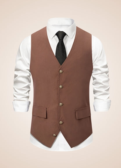 Retro Brown Suit Vest - Steampunk Australia