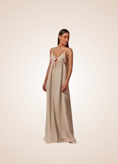 Steampunk Apricot Long Dress - Steampunk Australia
