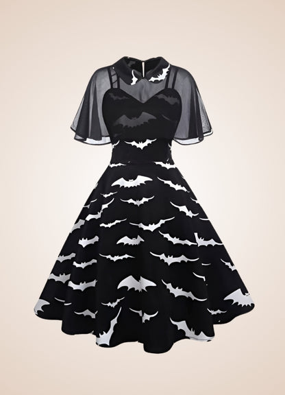 Steampunk Bat Print Dress - Steampunk Australia
