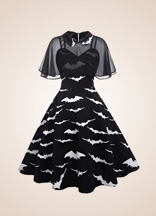 Steampunk Bat Print Dress - Steampunk Australia
