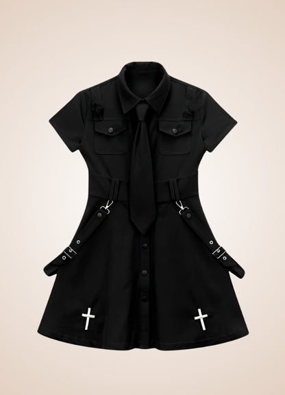 Steampunk Black Gothic Mini Dress - Steampunk Australia