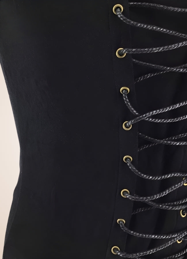 Steampunk Black Leather Belt Buckle Vest - Steampunk Australia