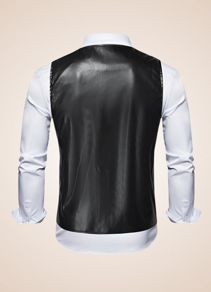 Steampunk Black Leather Gilet - Steampunk Australia