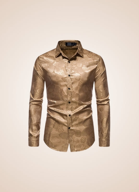 Steampunk Brown Flower Pattern Shirt - Steampunk Australia