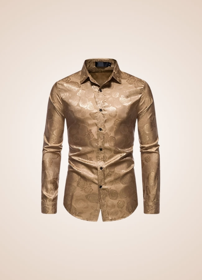 Steampunk Brown Flower Pattern Shirt - Steampunk Australia