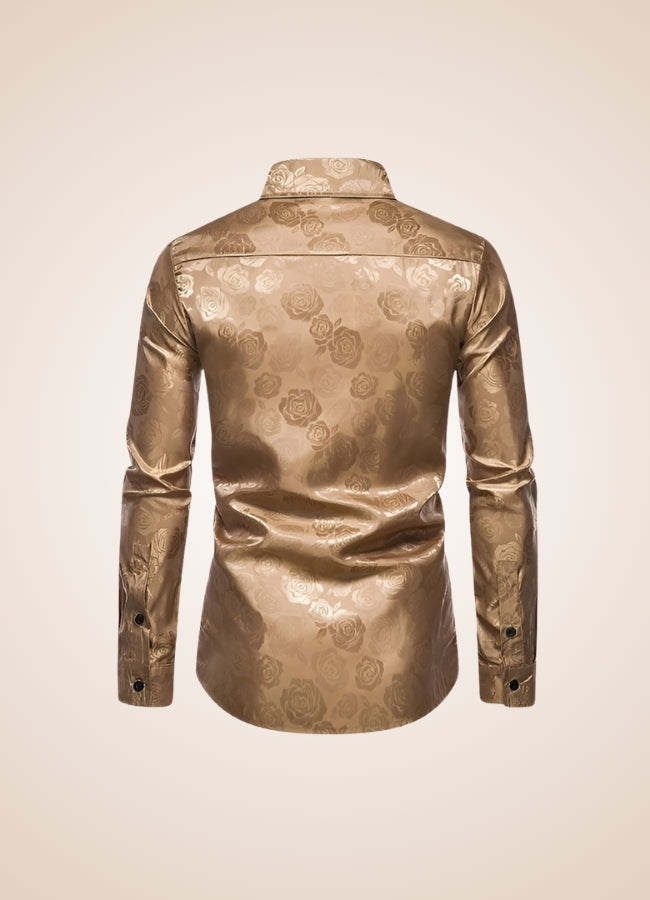 Steampunk Brown Flower Pattern Shirt - Steampunk Australia