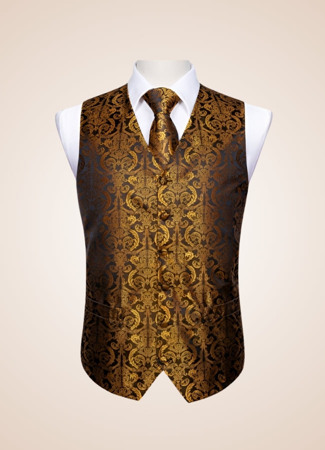 Steampunk Brown Gold Suit Vest - Steampunk Australia