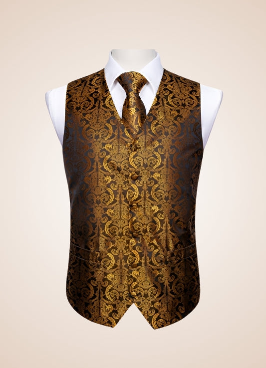 Steampunk Brown Gold Suit Vest - Steampunk Australia