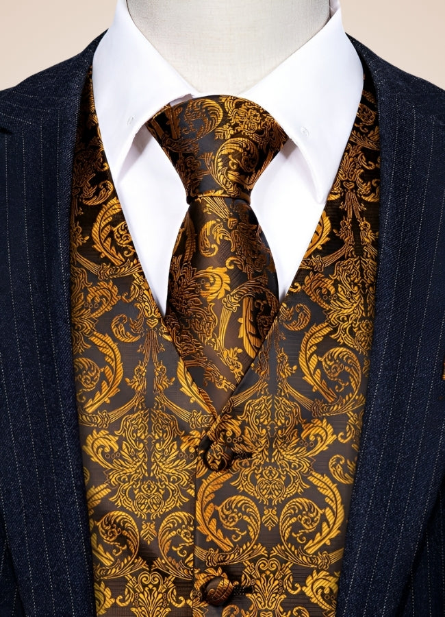 Steampunk Brown Gold Suit Vest - Steampunk Australia