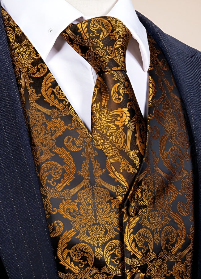 Steampunk Brown Gold Suit Vest - Steampunk Australia