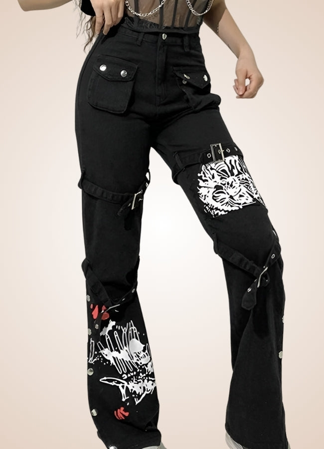 Steampunk Buckle Baggy Pants - Steampunk Australia