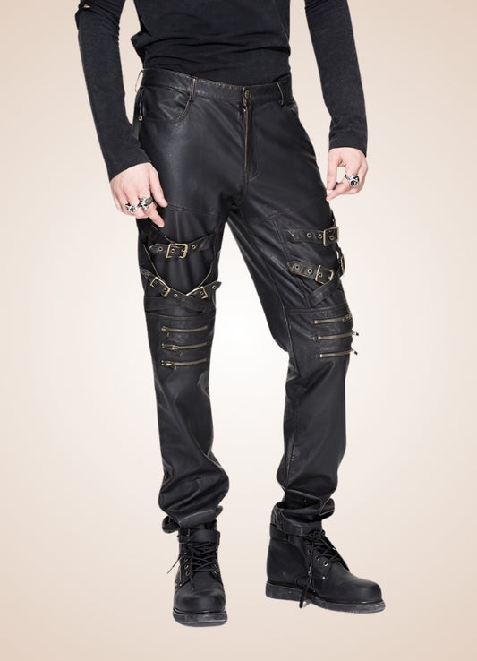 Steampunk Buckle Leather Pants - Steampunk Australia