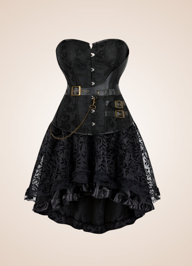 Steampunk Chain Leather Corset Dress - Steampunk Australia
