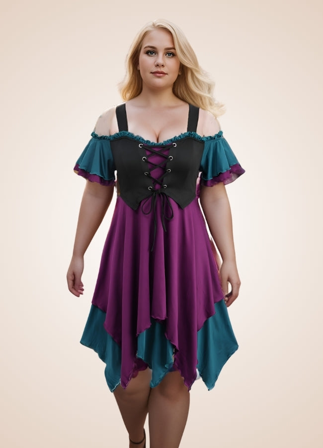 Steampunk Cold Shoulder Lace Dress - Steampunk Australia