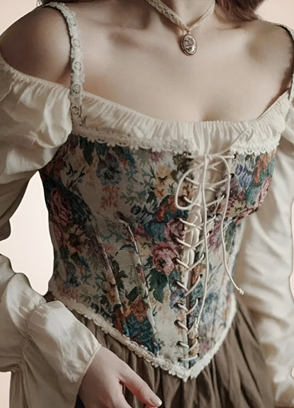 Steampunk Flower Pattern Bustier - Steampunk Australia