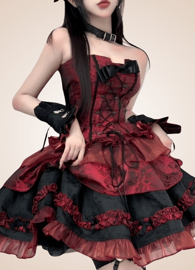 Steampunk Goth Ruffled Lolita Dress - Steampunk Australia