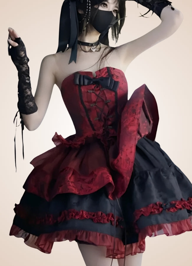 Steampunk Goth Ruffled Lolita Dress - Steampunk Australia