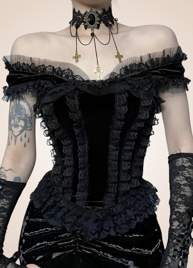 Steampunk Gothic Velvet Top - Steampunk Australia