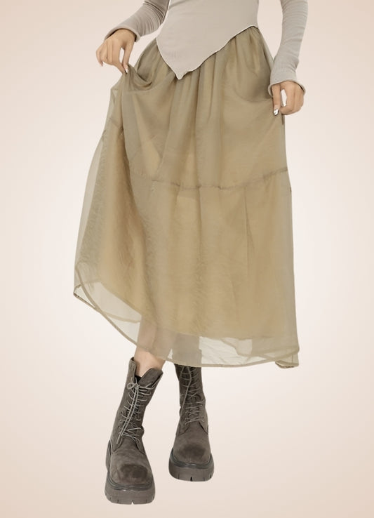 Steampunk Khaki Long Skirt - Steampunk Australia